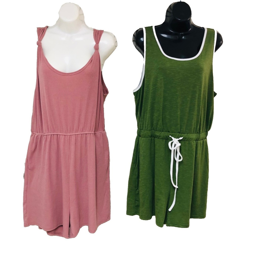Lot of 2‎ Cupshe Womens Romper XL Beach Pool Casual Coastal Pockets Lounge Relax